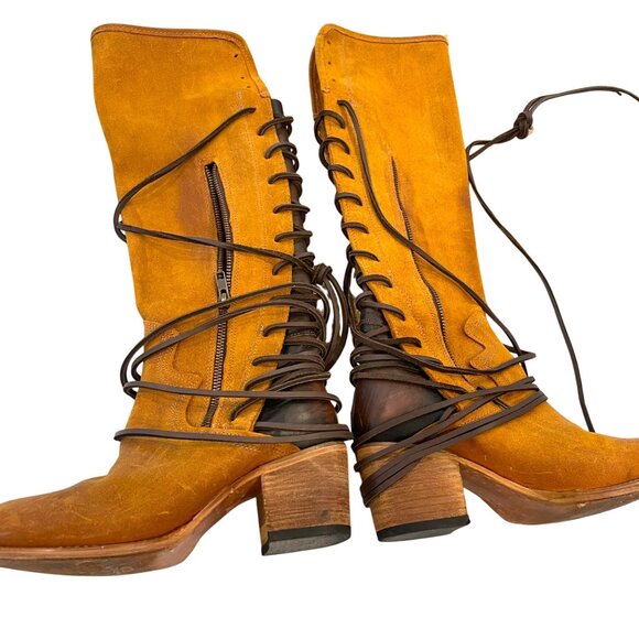 FreeBird By Steven Coal Boots Tan Suede Tall Shaft Size 8 - Picture 3 of 9